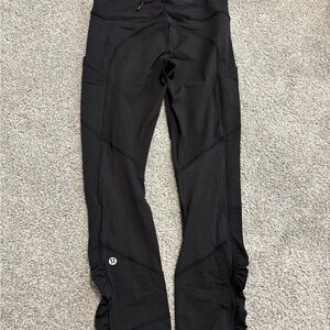 lululemon Black Pace Rival Ruffle Crop Leggings
